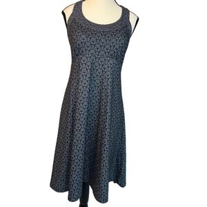 Sleeveless Black Patterned A-Line Dress